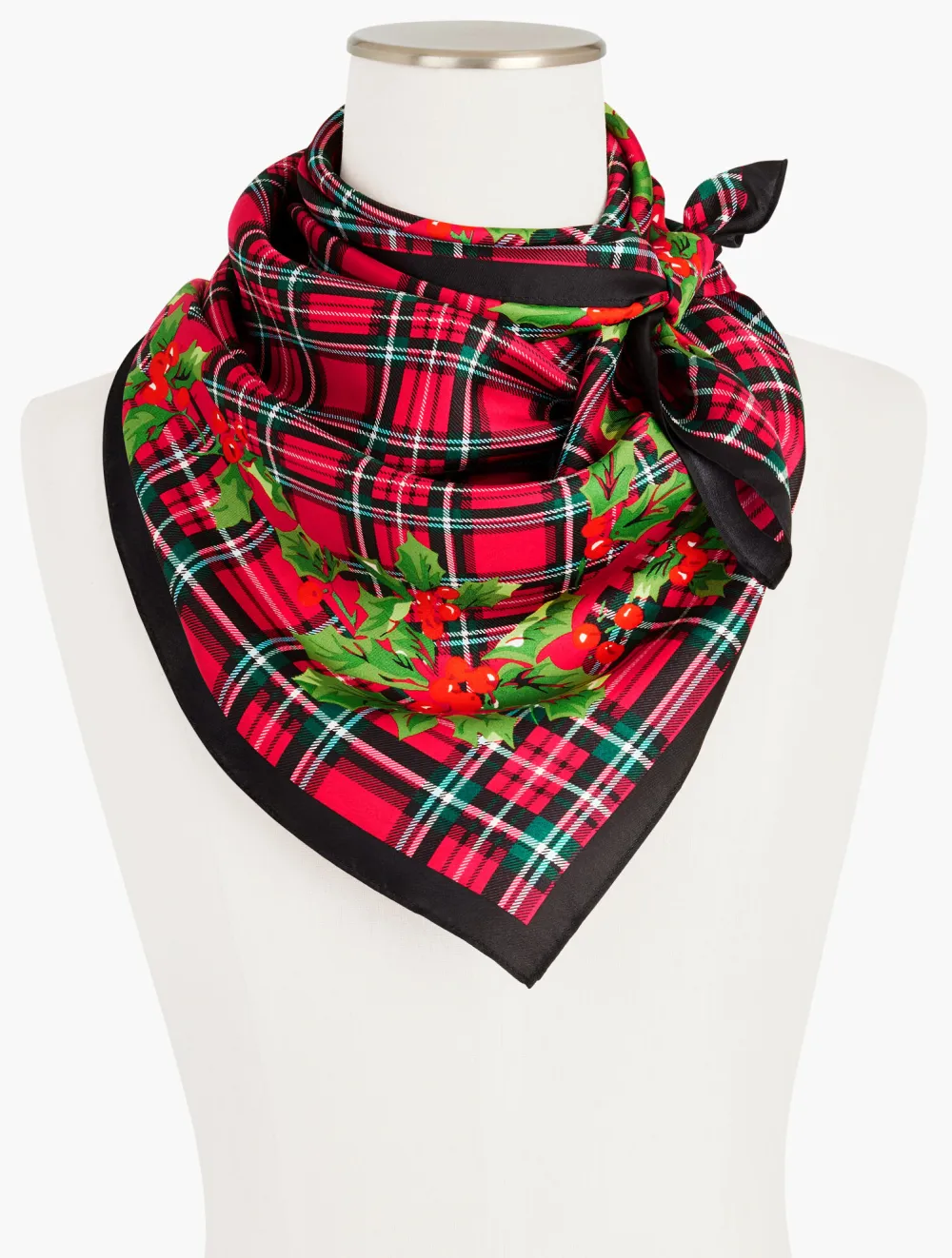 Apple Cider Plaid Silk Square Scarf