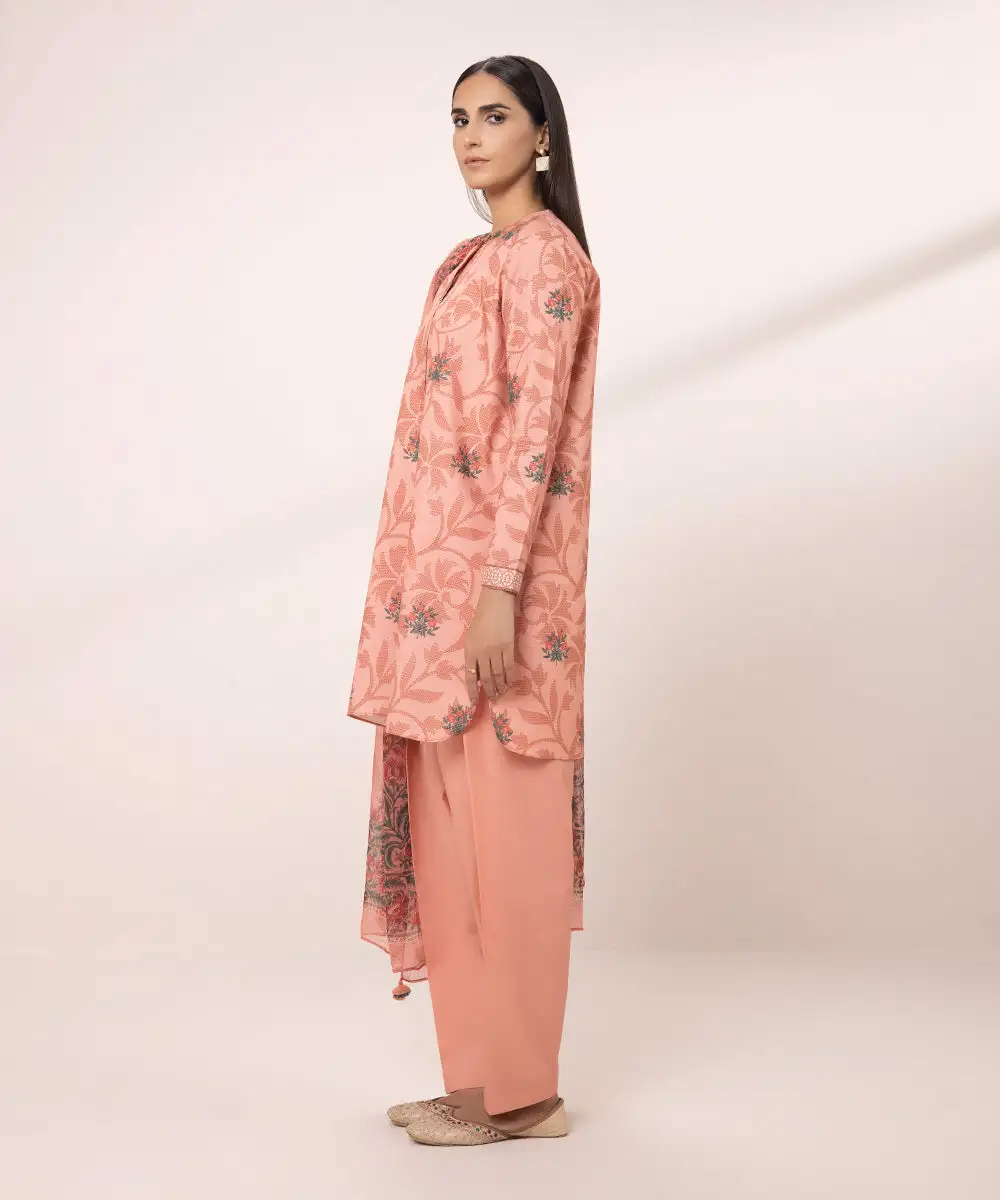 3 Piece - Printed Zari Lawn Suit