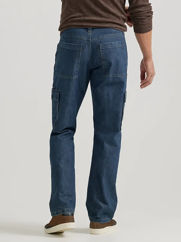 WRANGLER® DENIM LOOSE FIT CARGO JEAN IN MEDIUM STONEWASH DENIM