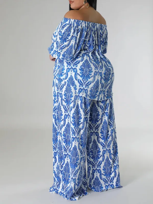 Plus-Size Women'S Fashion Plant-Print Suit