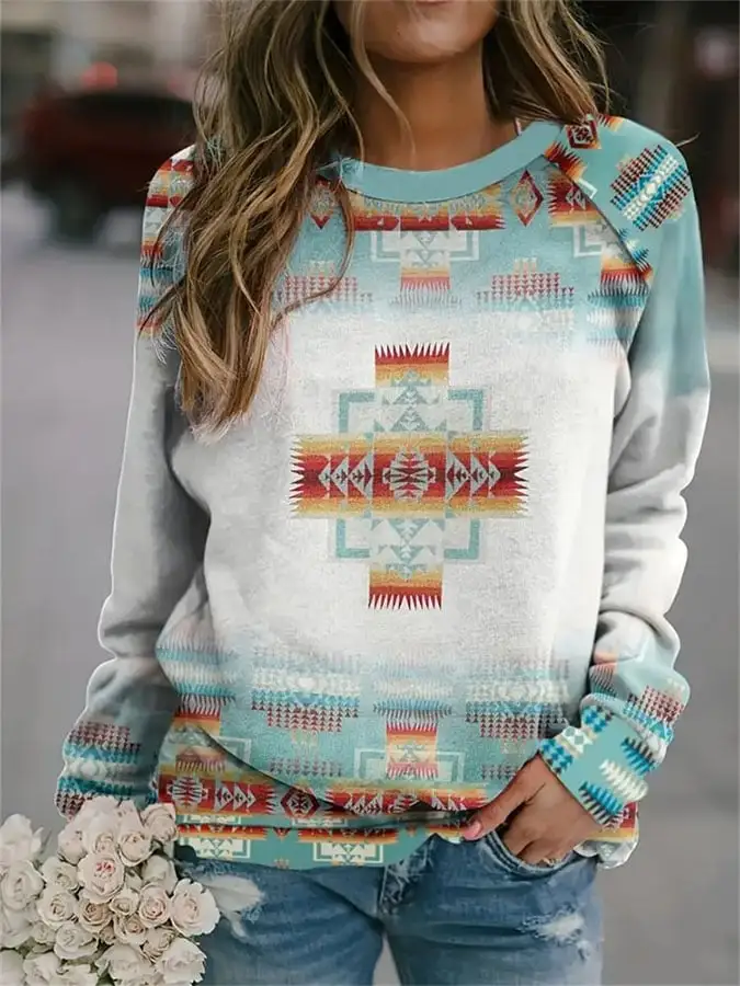 🔥Buy 3 Get 10% Off🔥Women's Western Print Long Sleeve Sweatshirt