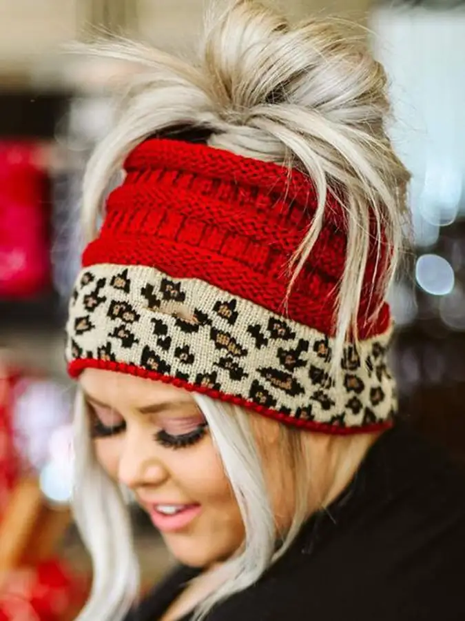 🔥Buy 3 Get 10% Off🔥Women's Western Retro Leopard Print Stitching Design Beanie (Without Logo)