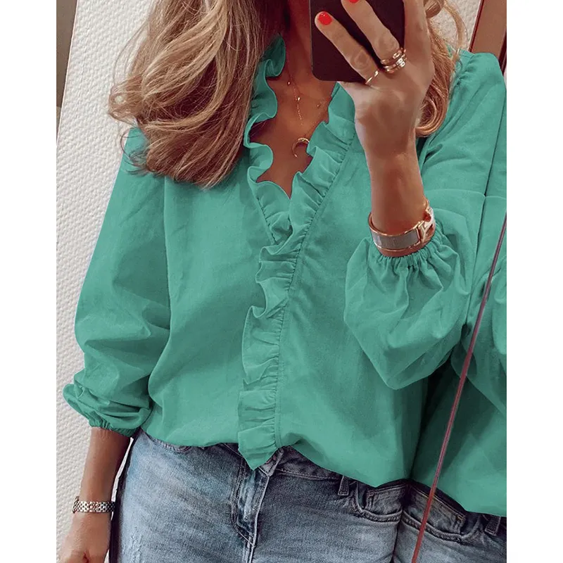 Casual Fashion Long-sleeved Ruffle Shirt