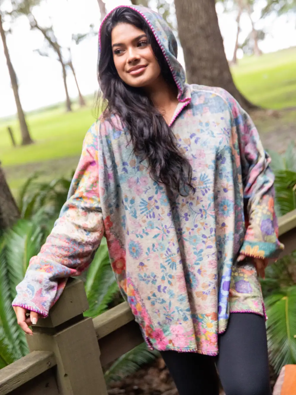 Cozy Blanket Hoodie - Floral Patchwork