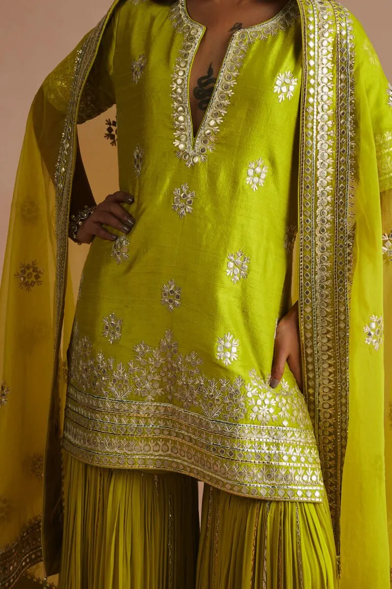 Mehendi Green Gota Gharara Set