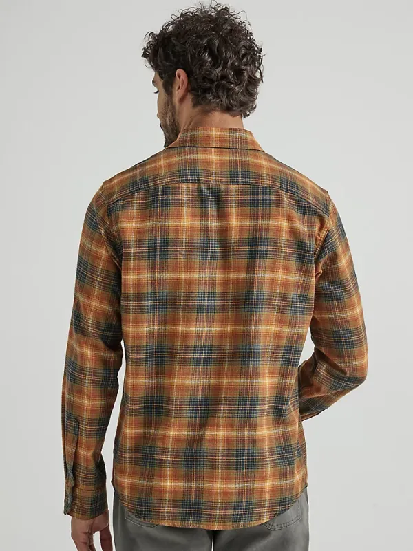 MEN'S BRUSHED FLANNEL SHIRT IN BURNT HENNA ORANGE