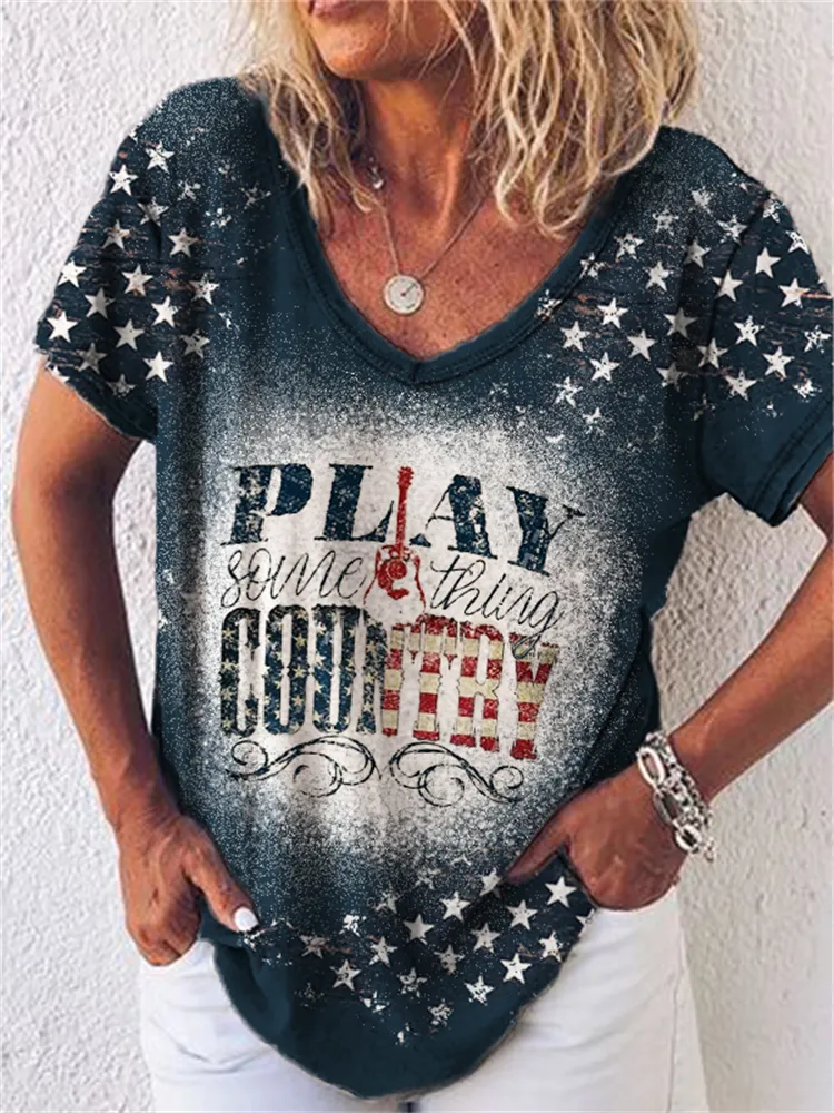 Play Something Country Flag Inspired Bleached T Shirt