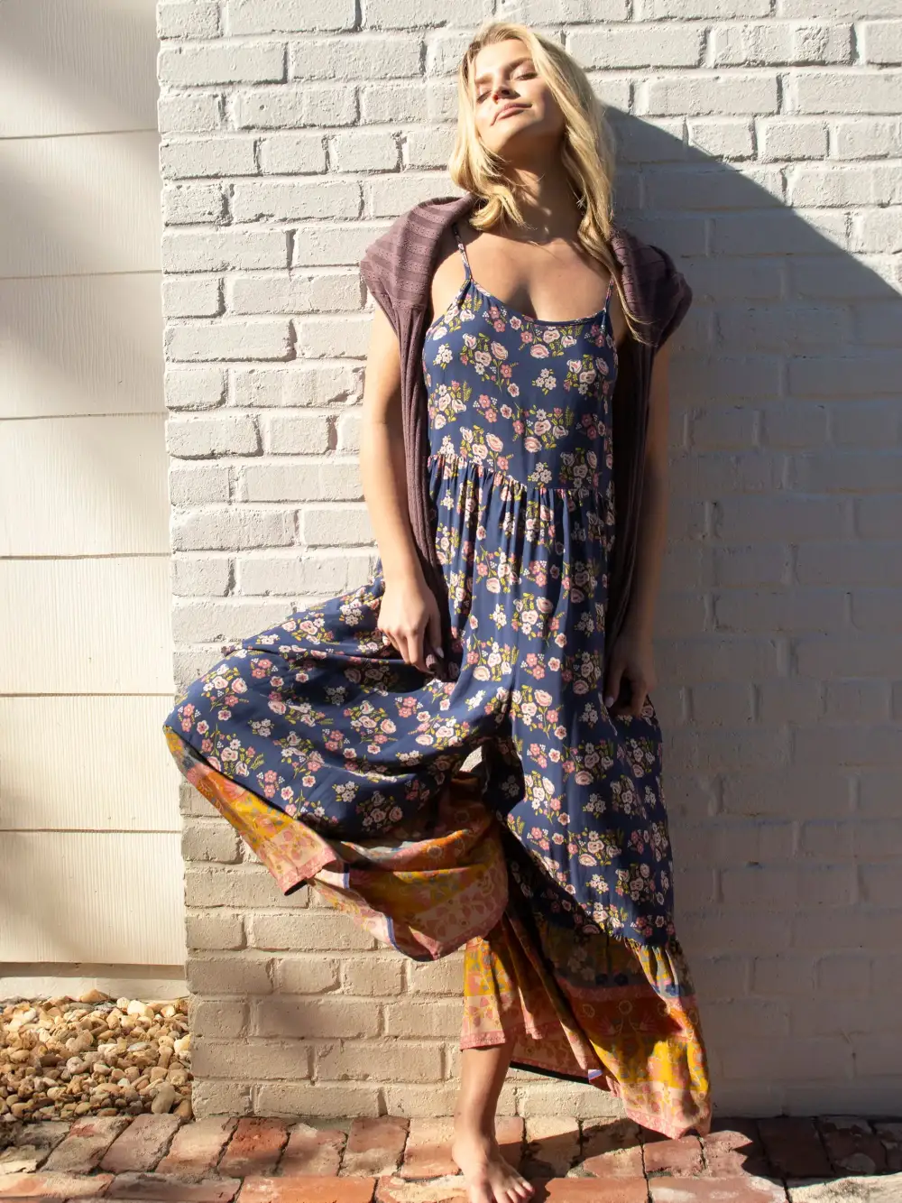 Zoe Wide-Leg Jumpsuit - Slate Floral Blooms