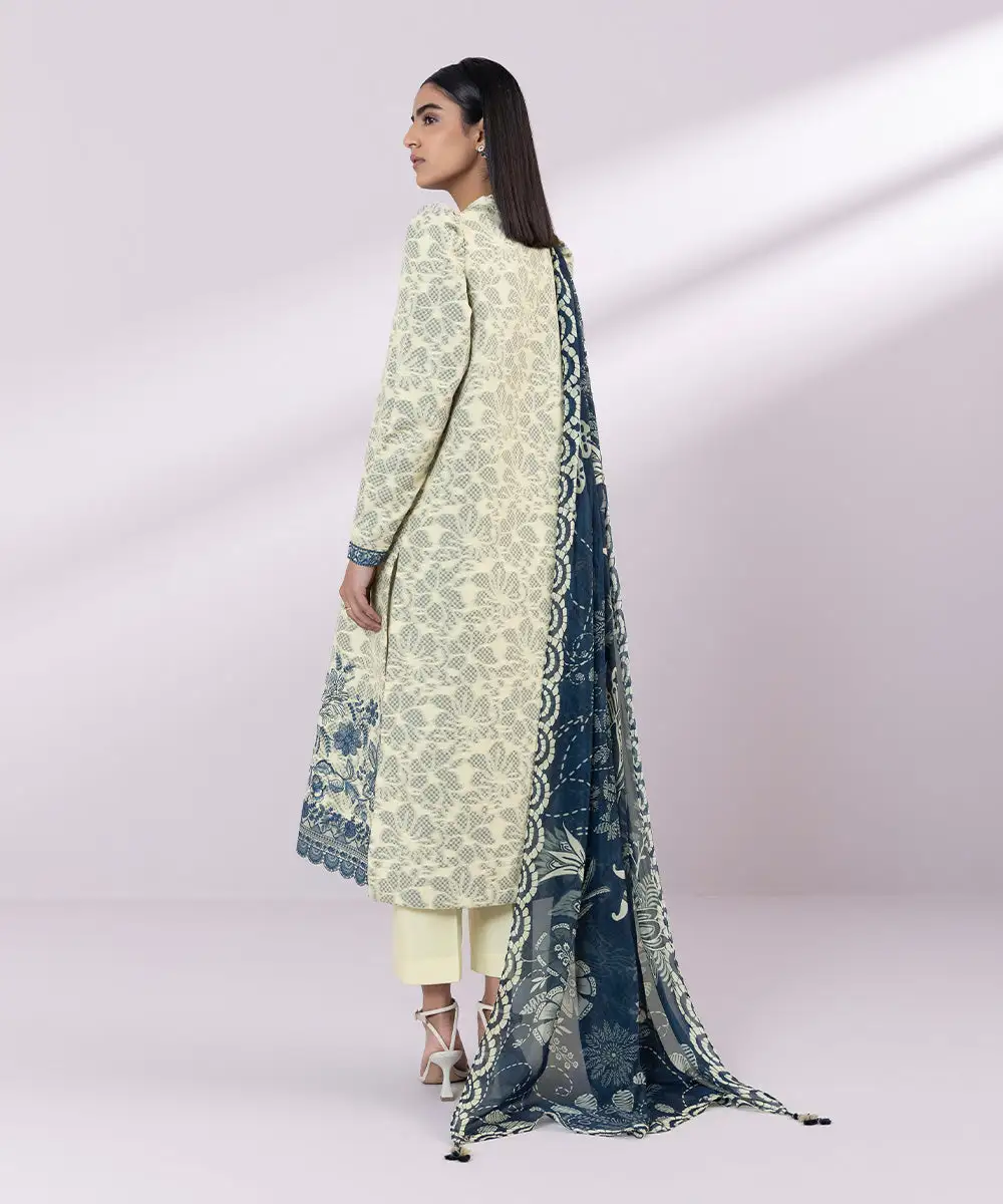 3 Piece - Embroidered Jacquard Suit