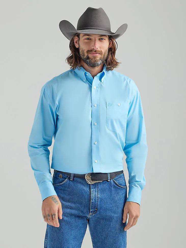 MEN'S GEORGE STRAIT® LONG SLEEVE ONE POCKET BUTTON DOWN SOLID SHIRT IN BABY BLUE