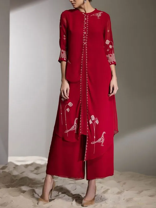 Chiffon cute little bird ethnic wind ladies set