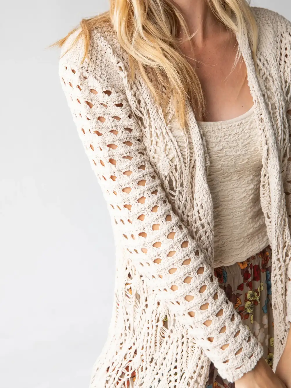 Abigail Crochet Duster - Cream