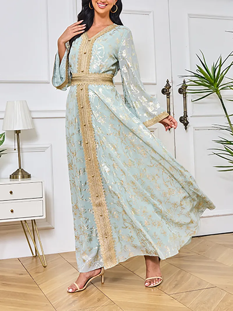 Floral bronzing fashion robe dress