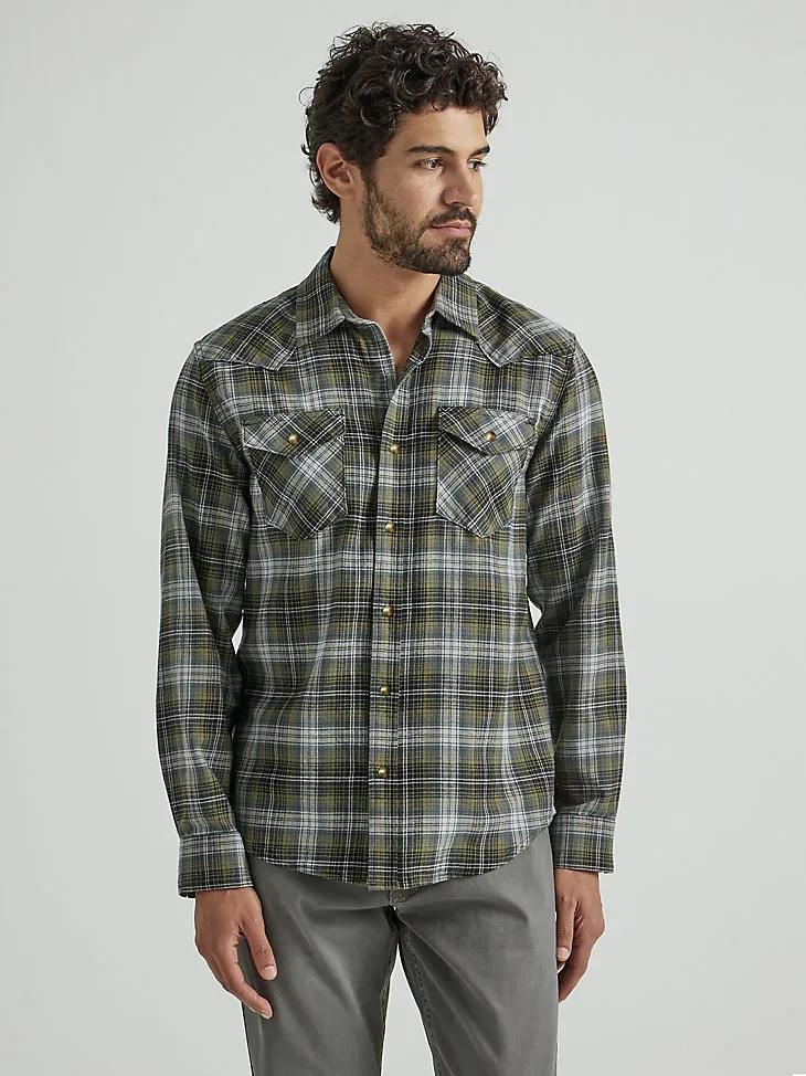 MEN'S BRUSHED FLANNEL SHIRT IN BURNT HENNA ORANGE