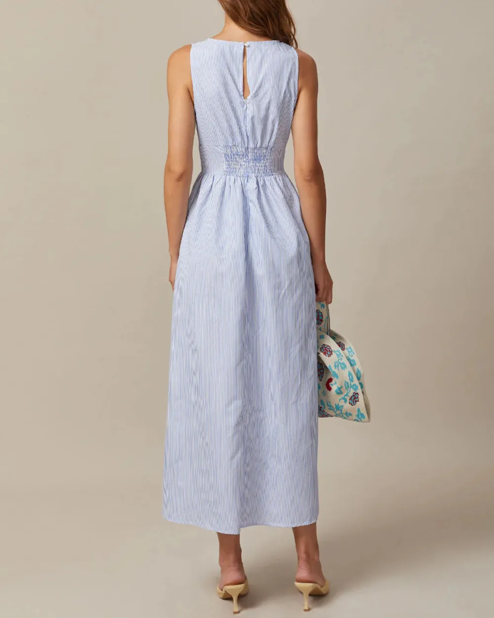 Pinstripe lunch break long dress