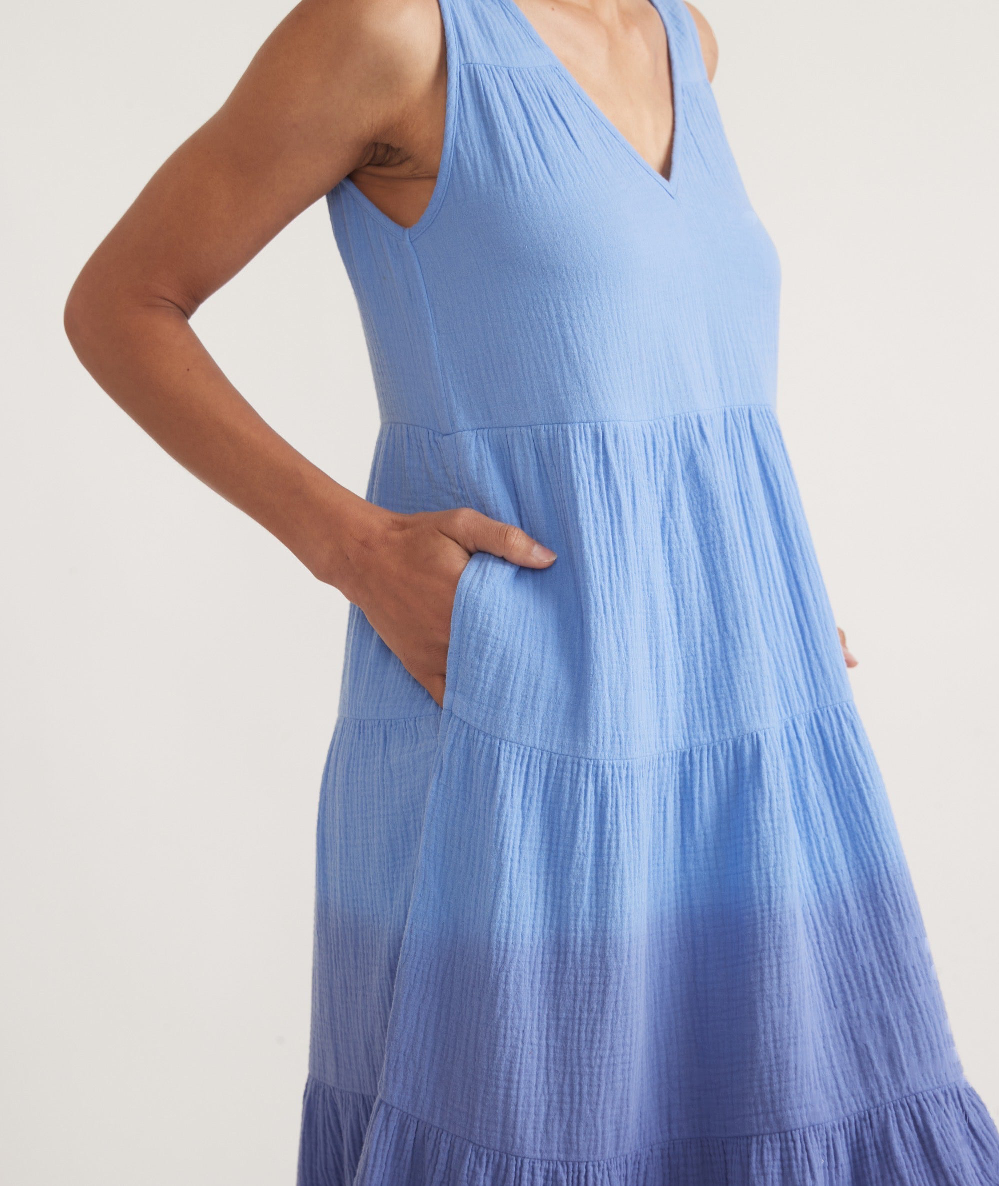 Sapphire Dip Dye Corinne Double Cloth Maxi Dress