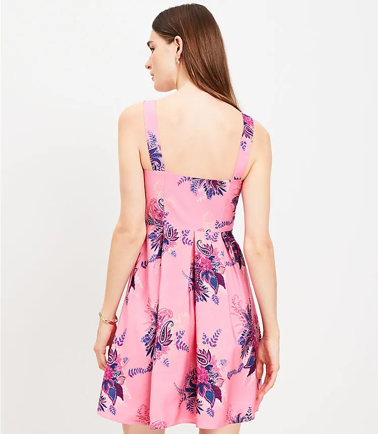 Paisley Corset Seamed Flare Dress