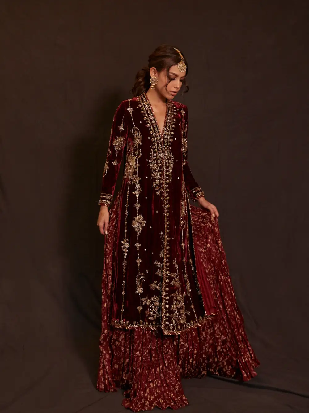 ANAM KURTA W/ CRUSHED LEHENGA