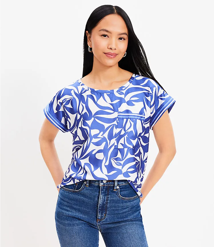 Abstract Swirl Satin Pocket Tee