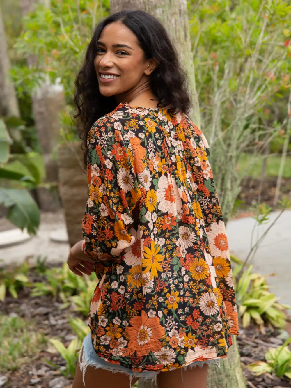 Cotton Tunic-In-A-Bag - Orange Floral