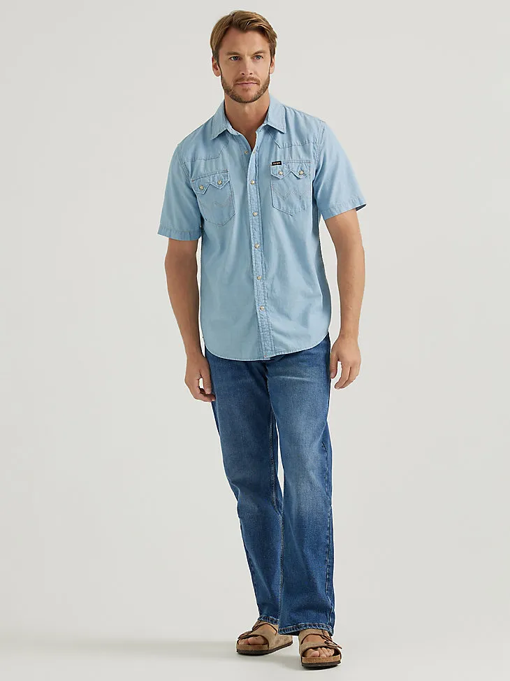 MEN'S SAWTOOTH POCKET DENIM SHIRT IN LIGHT VINTAGE WASH