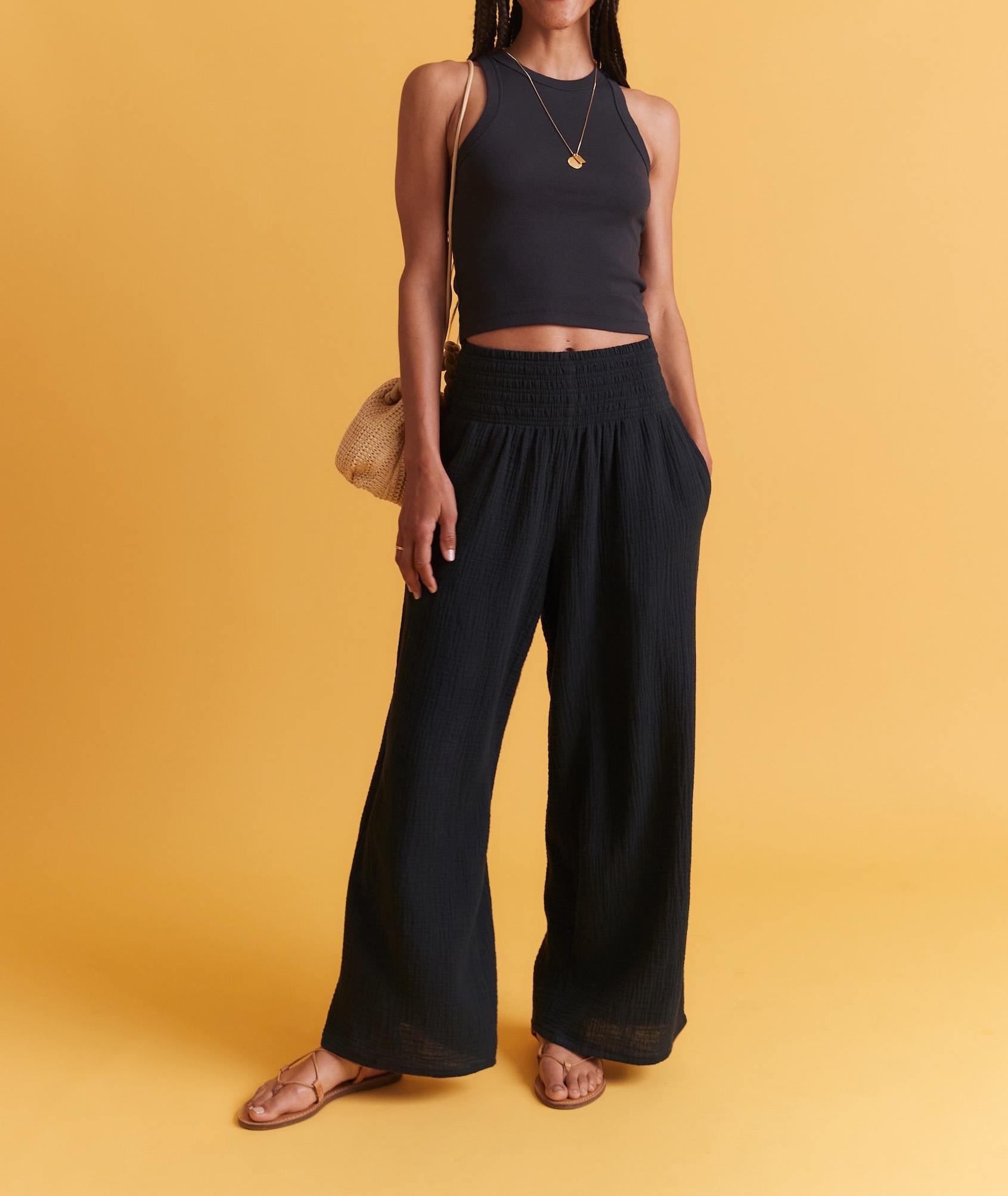 Black Double Cloth Palazzo Pant