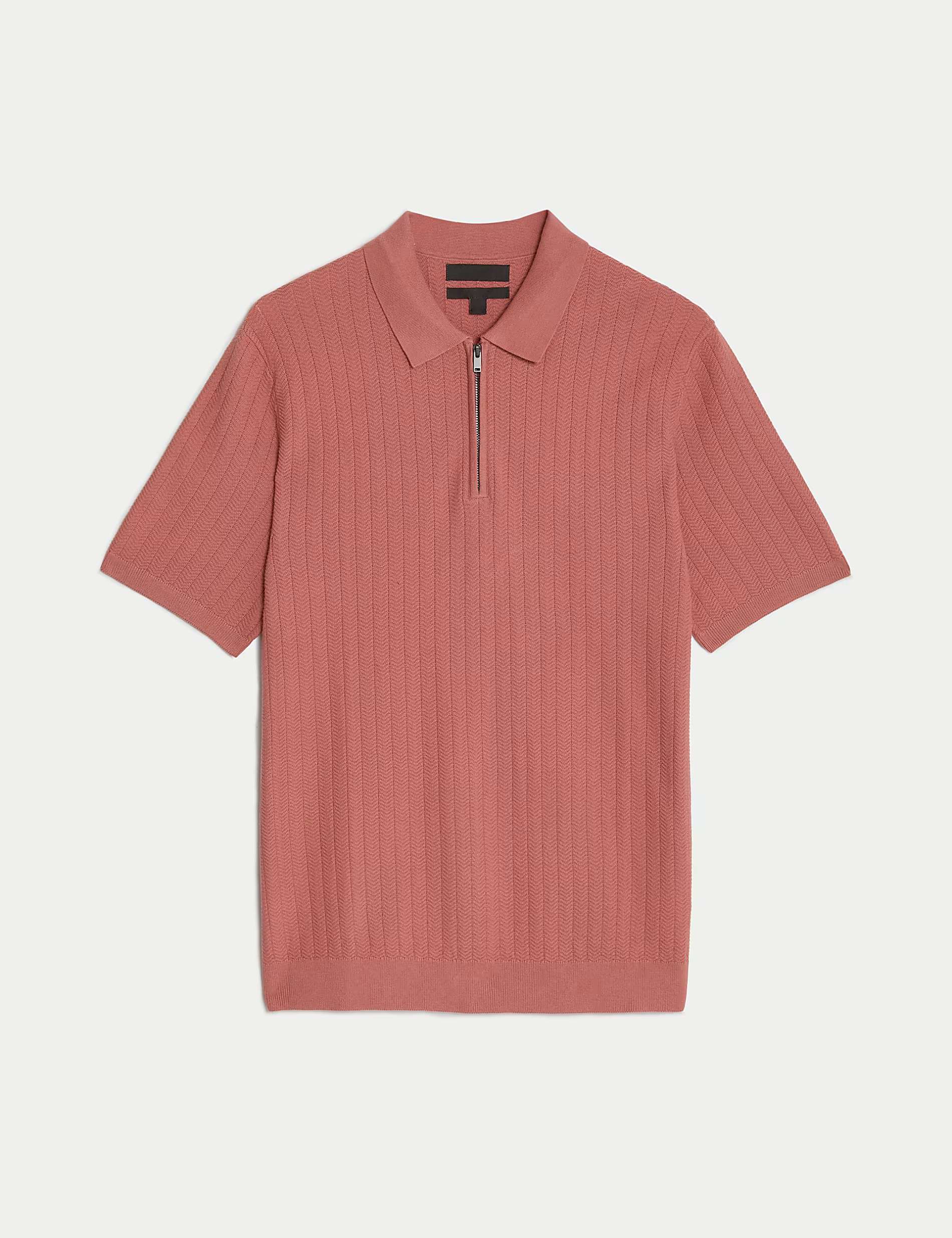 Cotton Rich Textured Knitted Polo Shirt