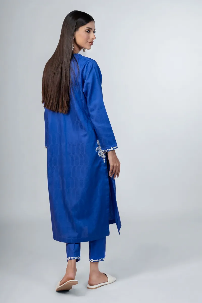 2 Piece Kurta | Embroidered & Pants | Dark Blue