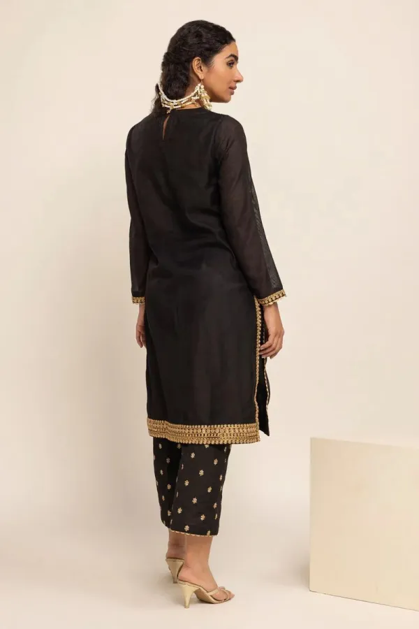 2 Piece | Kurta & Pants | Color Black