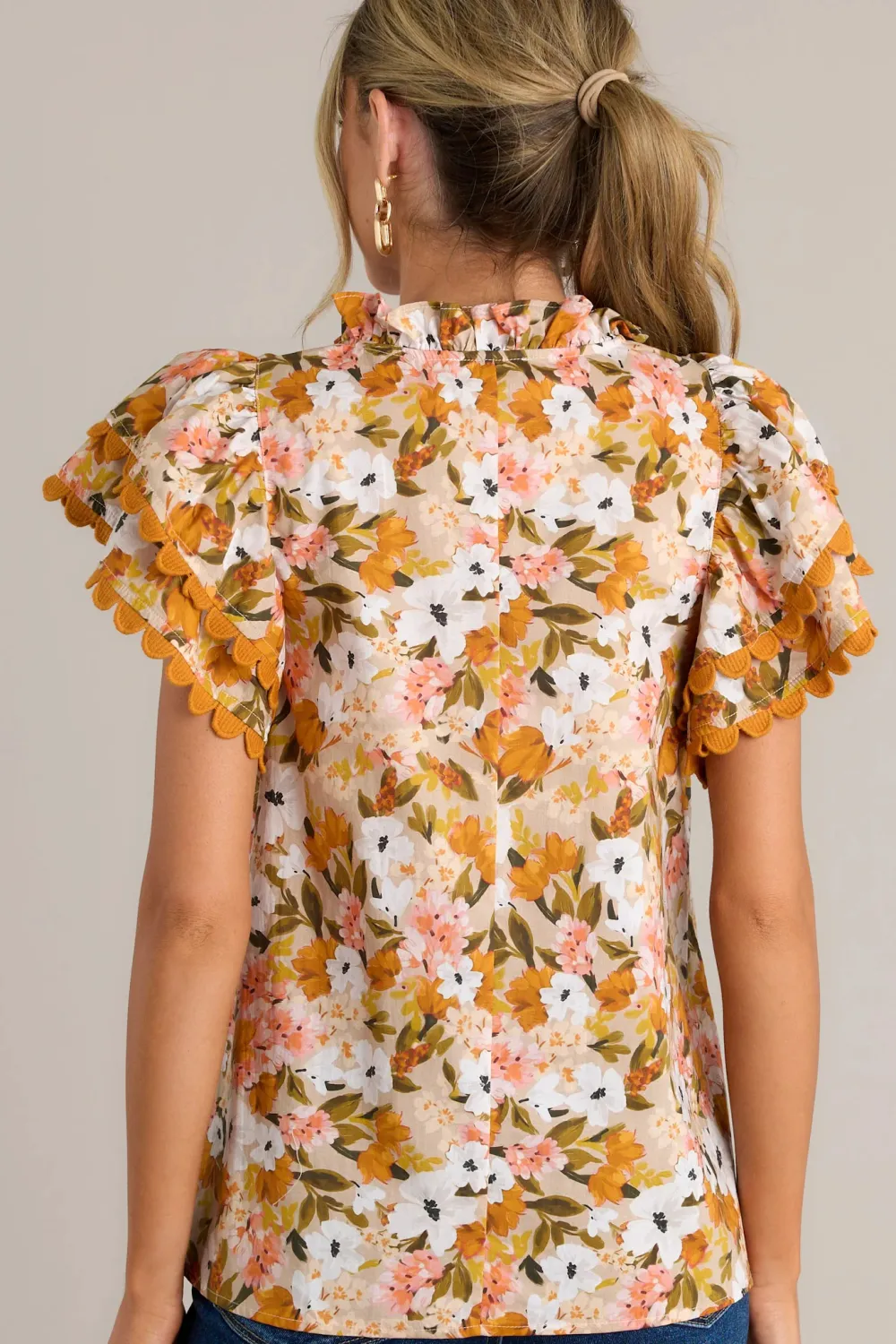 GARDEN SERENITY 100% COTTON HONEY YELLOW FLORAL TOP