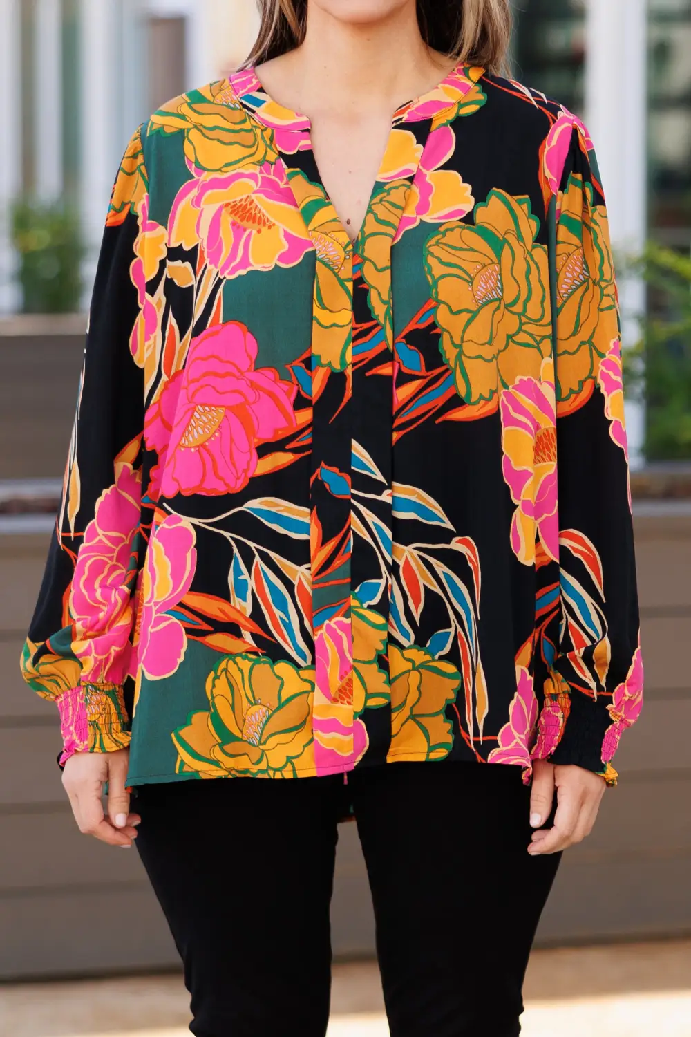 Vibrant Vine Blouse, Black