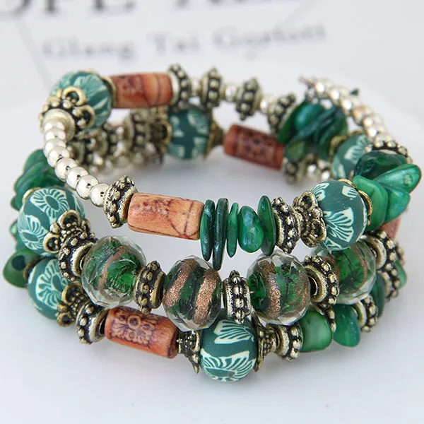 Bohemian Shell Clay Bracelet