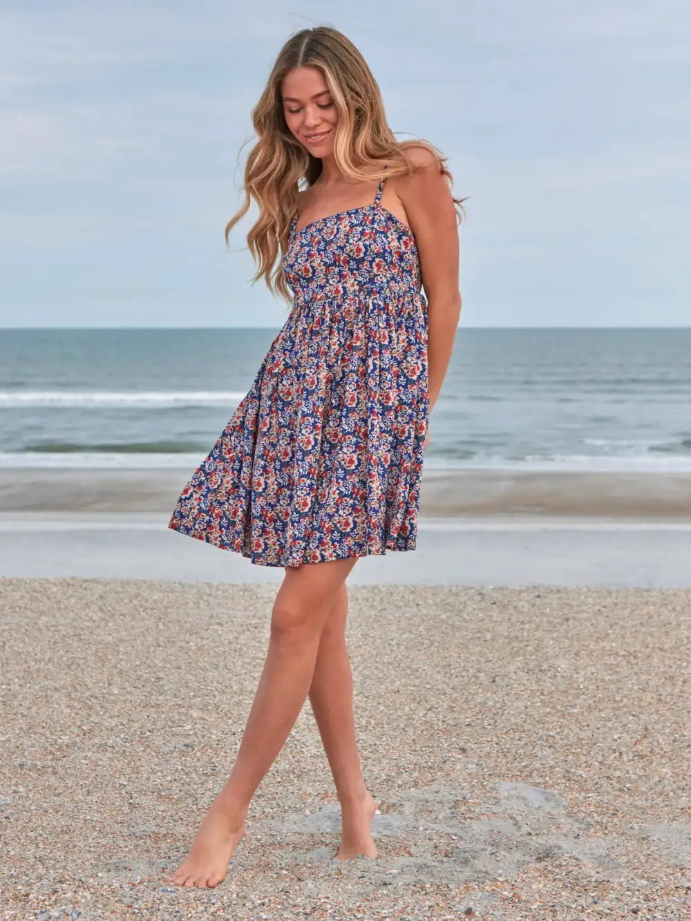 Bailey Mini Dress - Blue Red Floral