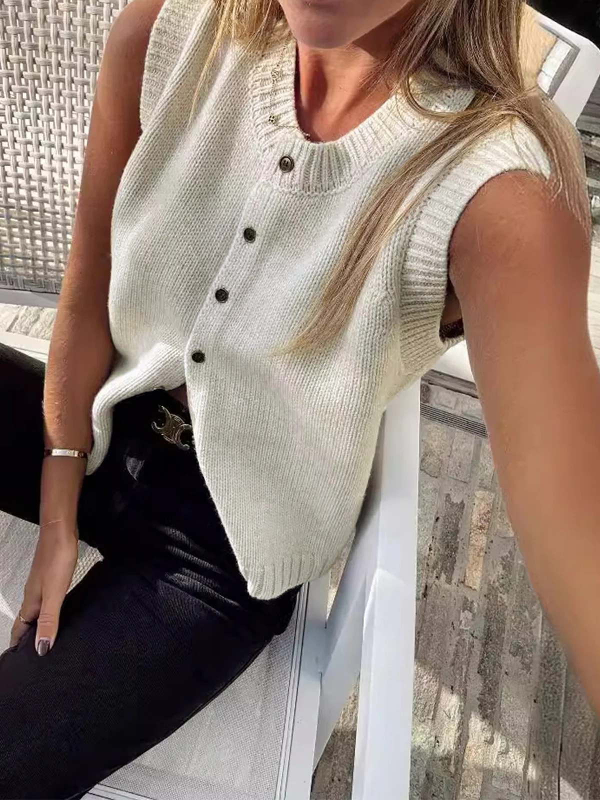 Casual Button Up Sweater Vest