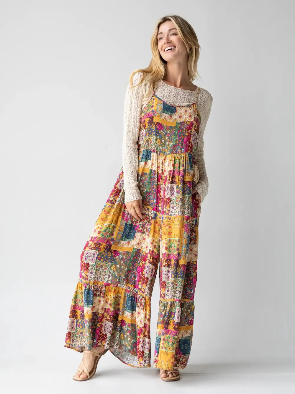 Zoe Wide-Leg Jumpsuit - Mandala Patchwork