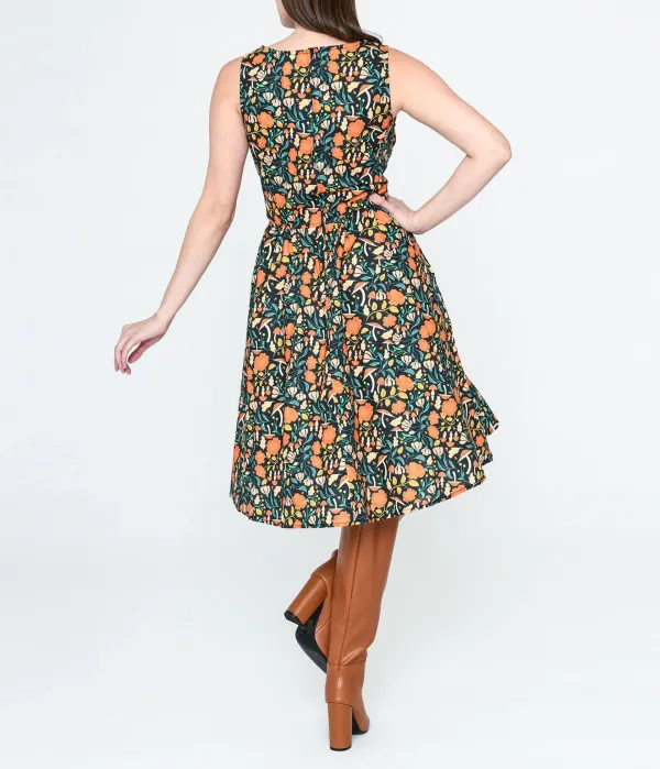 Retrolicious Black Flora Swing Dress