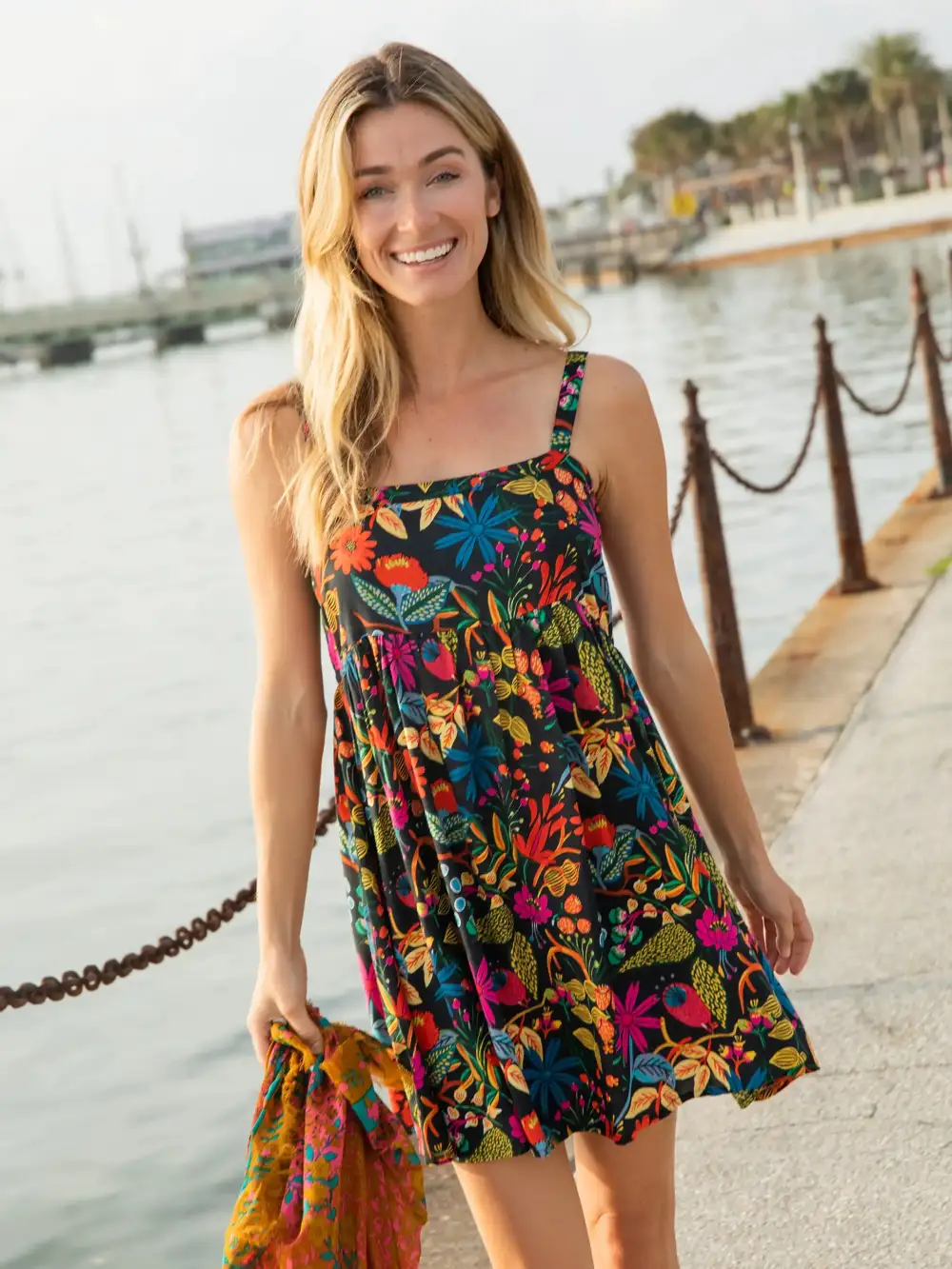 Patti Mini Dress - Black Neon Floral