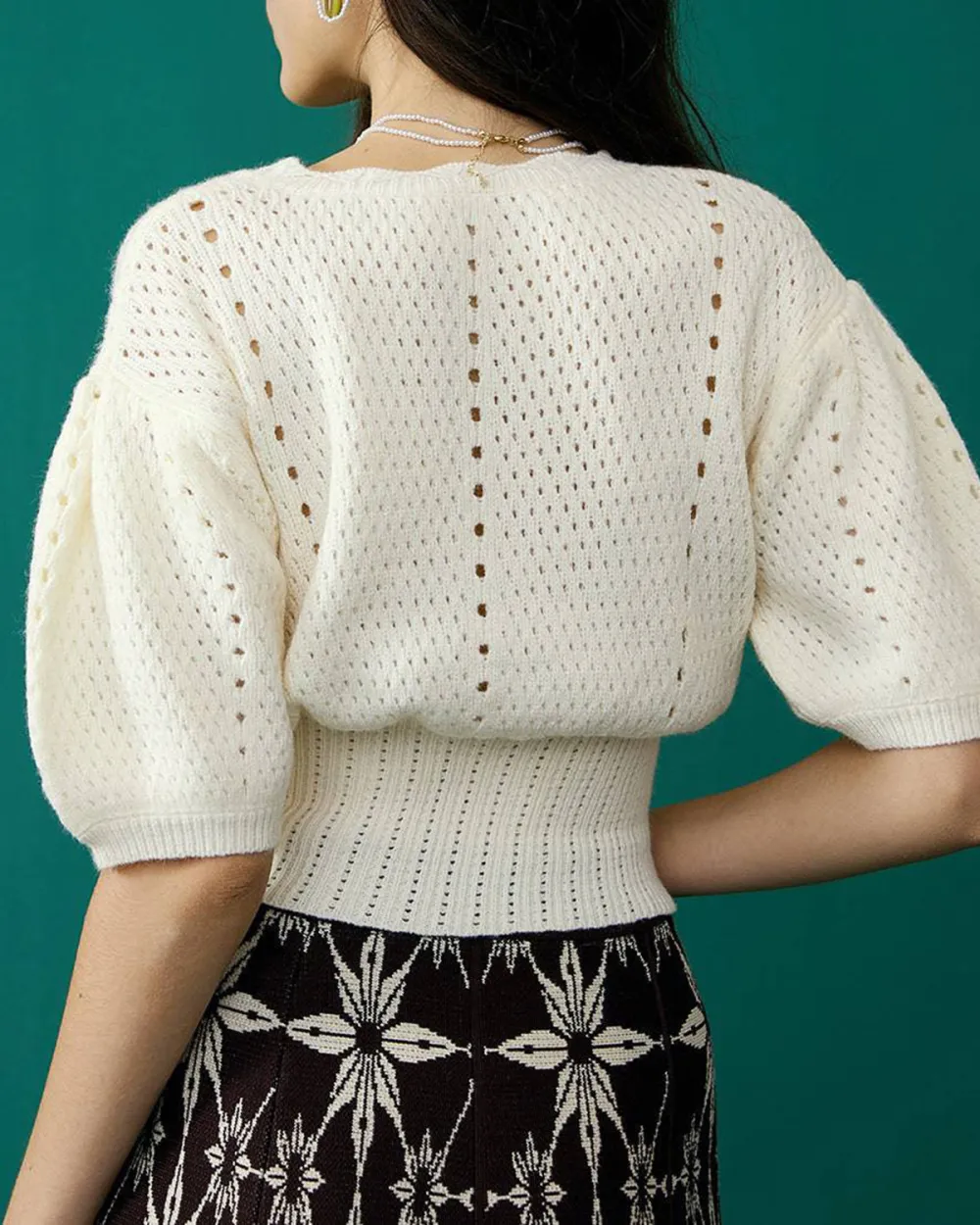 The Short-Sleeve Cutout Knitted Top