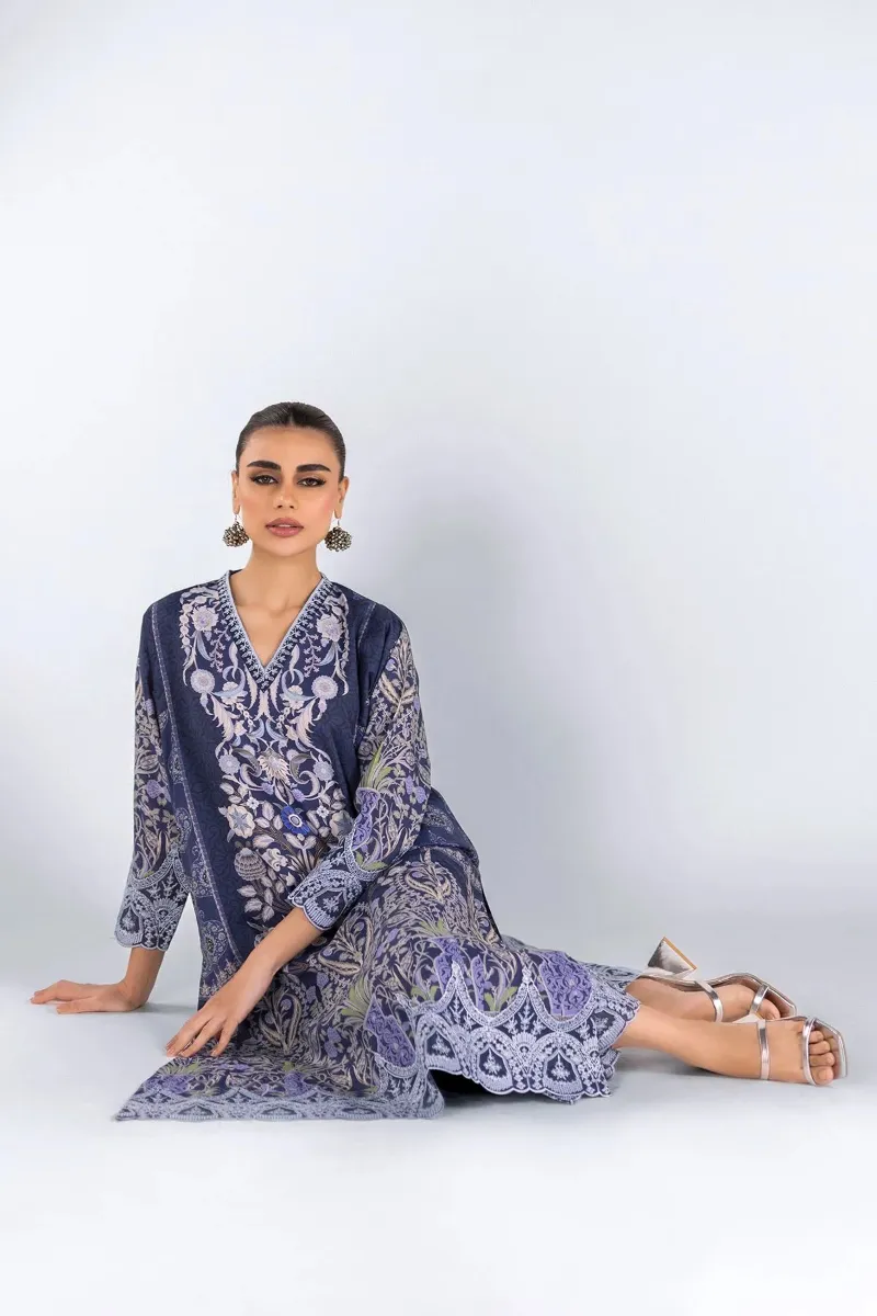 2 Piece Kurta | Embroidered & Pants Dark blue