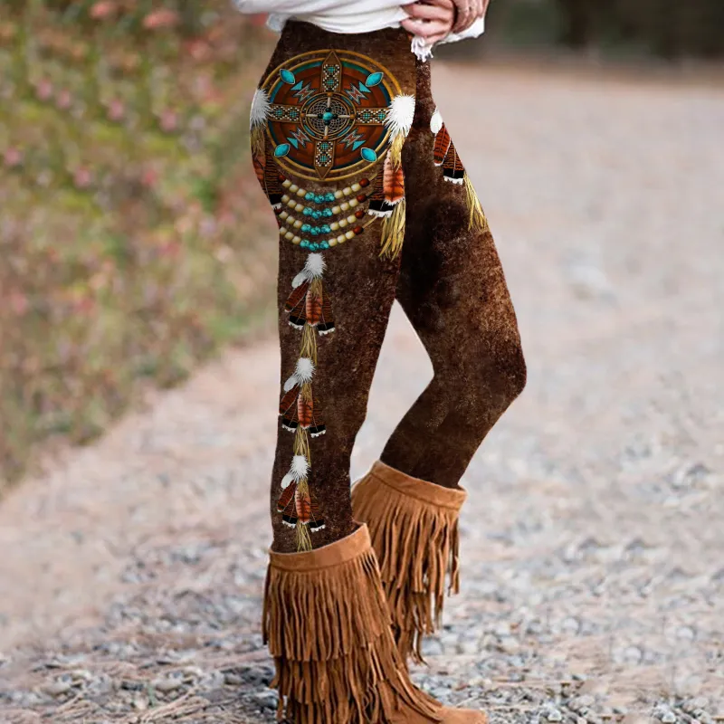 Vintage Indian Western Print Leggings