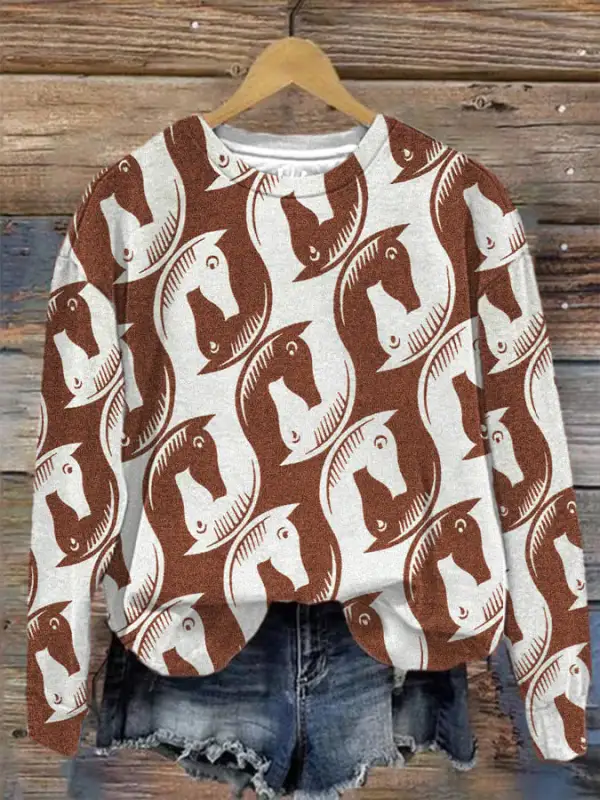 🔥Buy 3 Get 10% Off🔥🔥Buy 3 Get 10% Off🔥Women's Western Horse Print Sweater