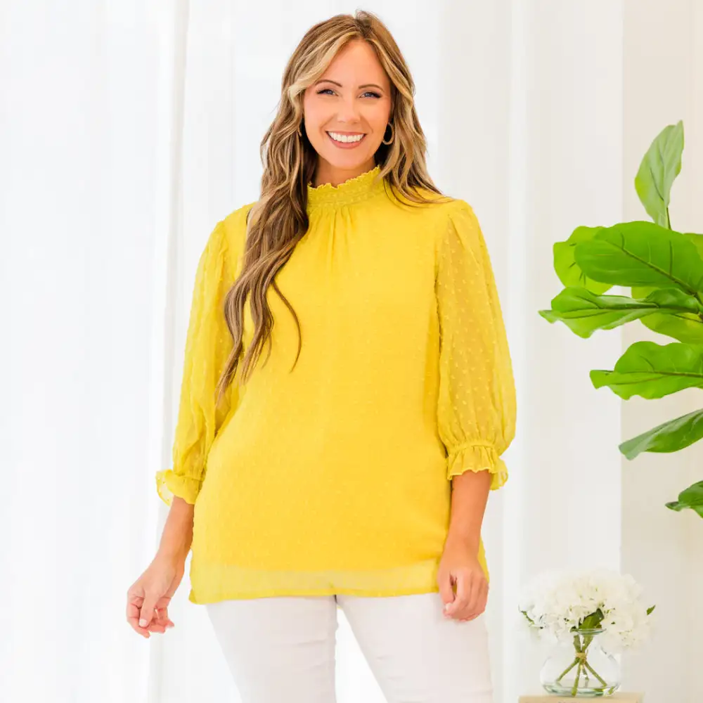 Ready For Class Blouse, Mustard