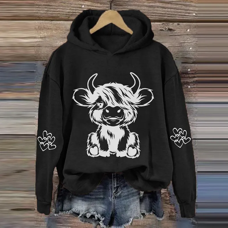 Women's Highland Cow Casual Hoodie