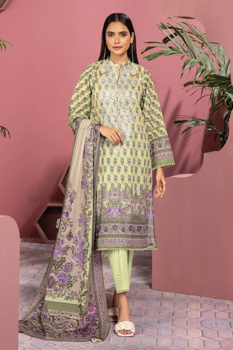 3 Piece Kurta Embroidered | Dupatta& Bottom & Tops | Color dark green