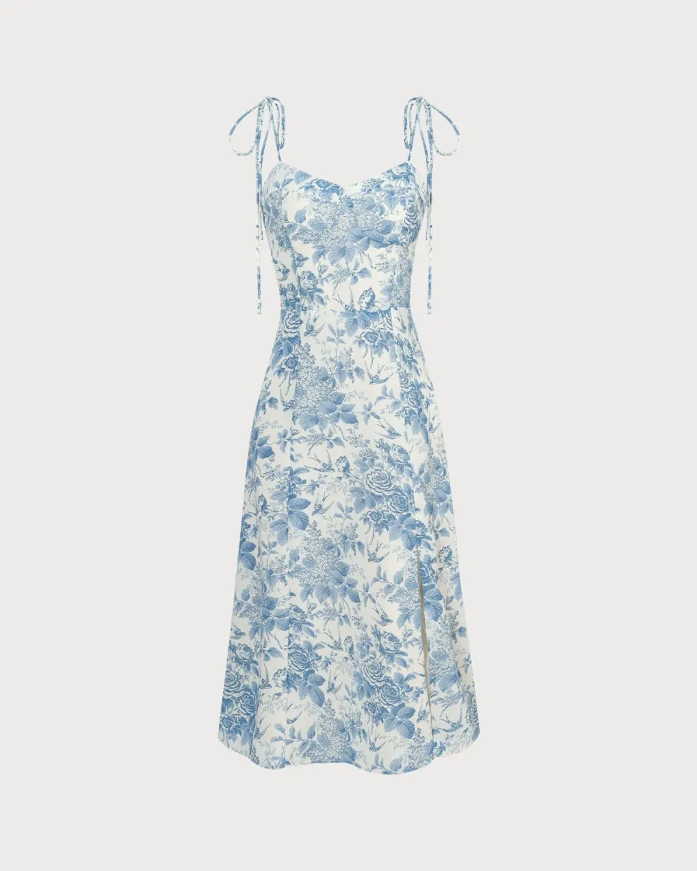 Light blue retro print suspender dress