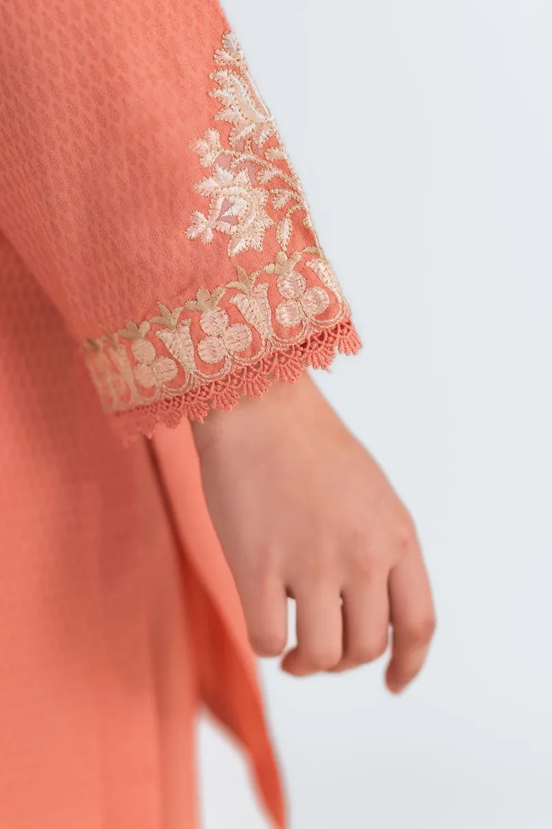 2 Piece Kurta | Embroidered & Pants | Orange