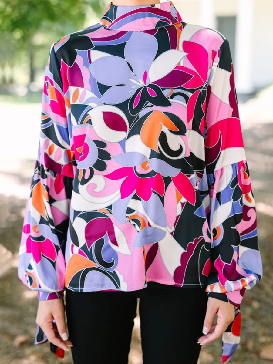 Hot Pink Abstract Blouse