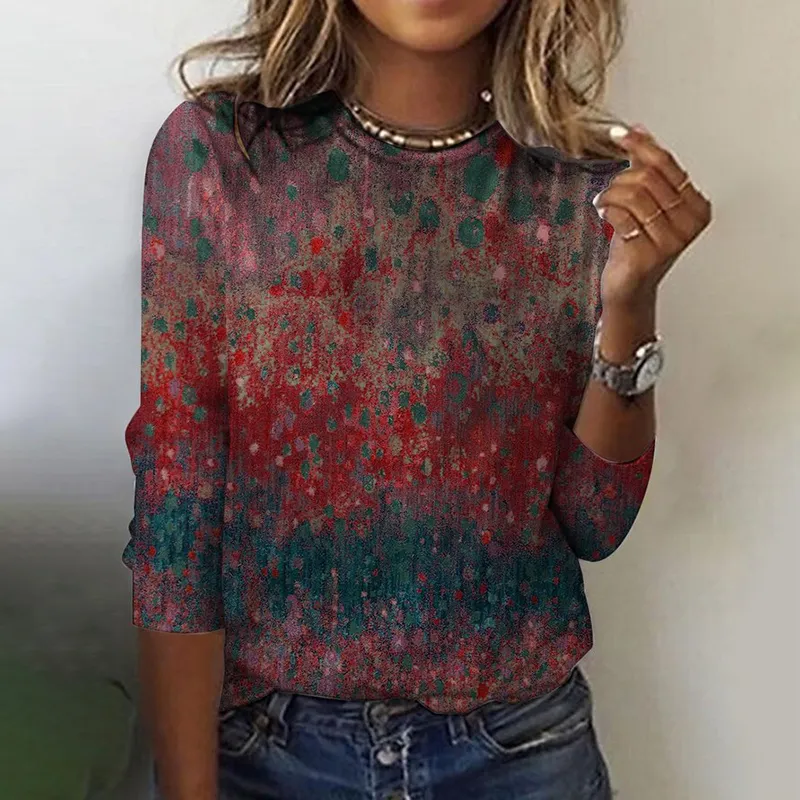 Vintage Abstract Print Long Sleeve T-Shirt