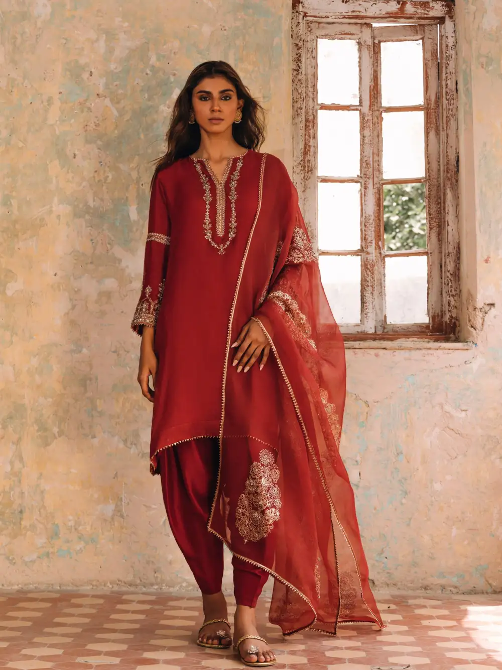 ALISHA KURTA W/ SKINNY SHALWAR & DUPATTA