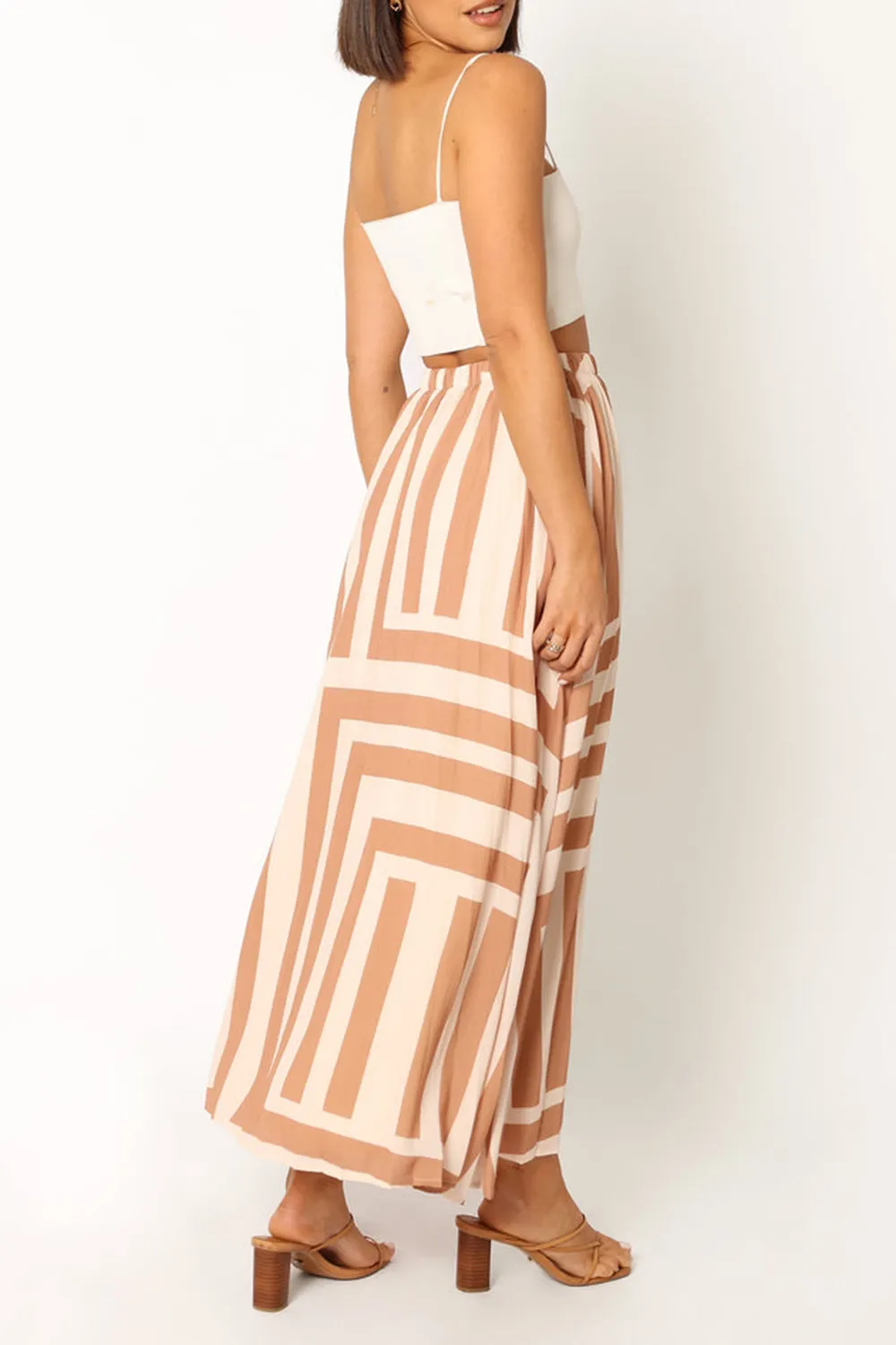 ELKE PLEAT MIDI SKIRT - TAN